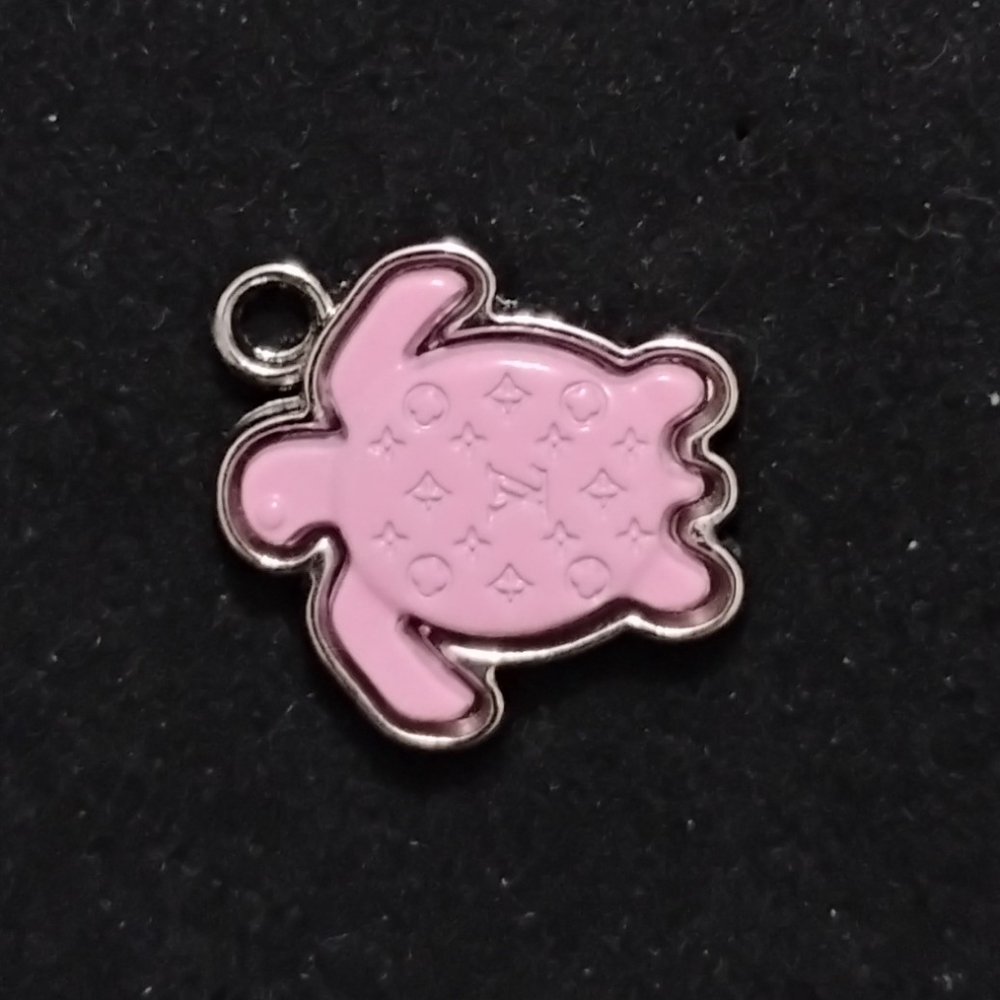 Mini Upcycled LV Pink Turtle Charm